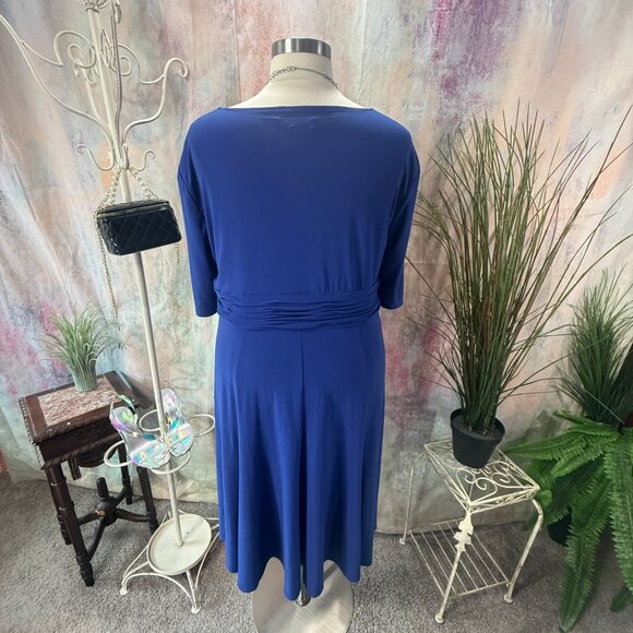 📌Jones New York Work-to- Weekend Soft Flowing Fabric Short Sleeves Midi Dress - Picture 2 of 16